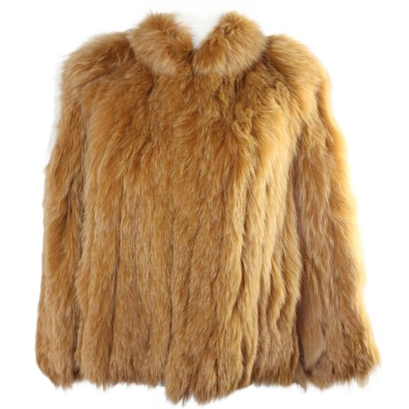 Dyed Fox Waist Jacket with Leather Accent Panels, Size Sm/Med - Picture 5 of 9